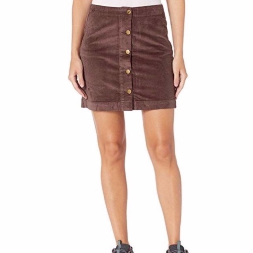 Toad&Co Cruiser Cord Skirt Raisin Brown Corduroy Button Front Mini Skirt 4
